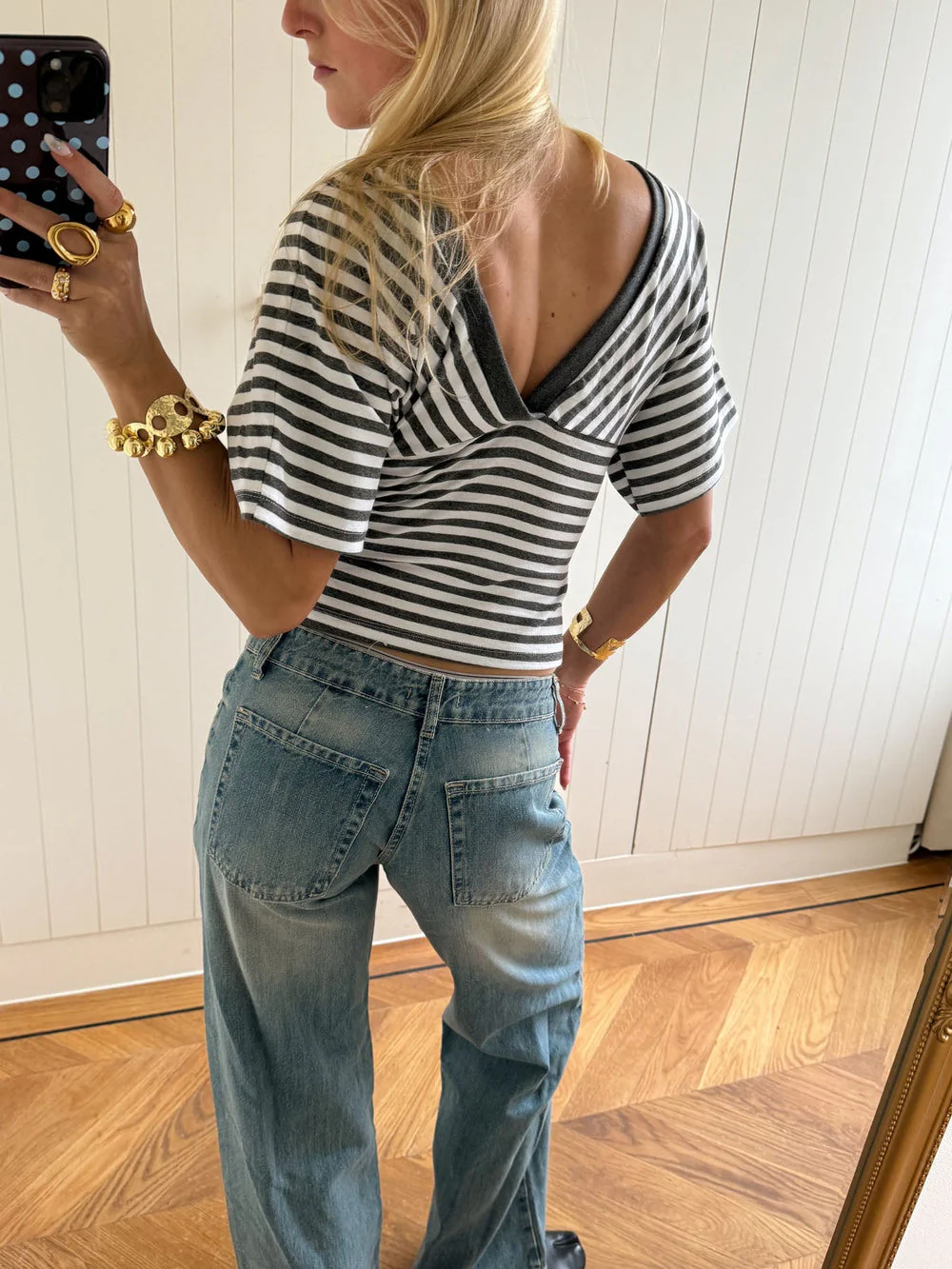 ANNIE - STRIPED V NECK TOP - Image 5
