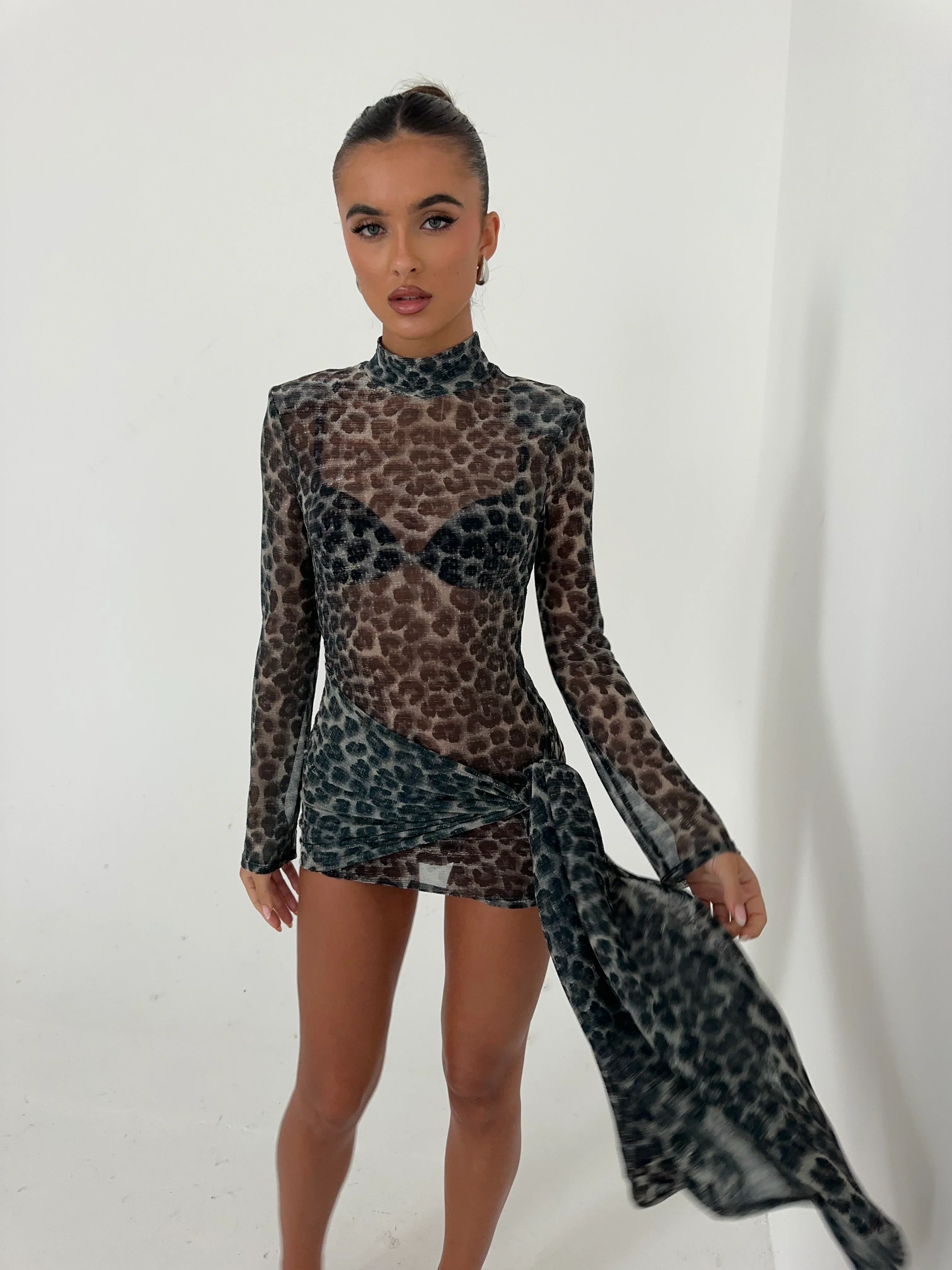 ARABELLA - SHEER CHEETAH PRINT DRESS - Image 2