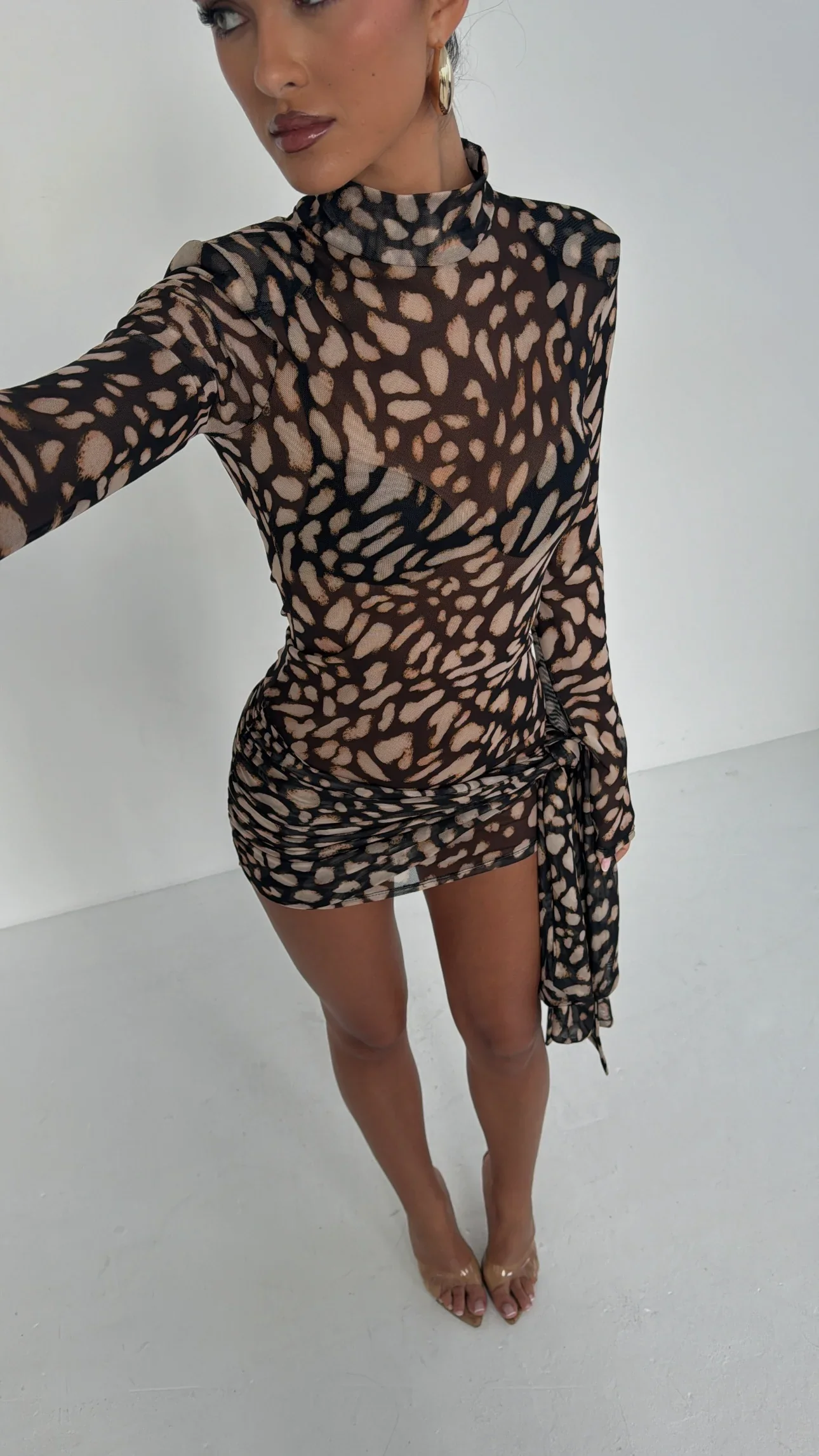ARABELLA - SHEER ABSTRACT PRINT DRESS - Image 3