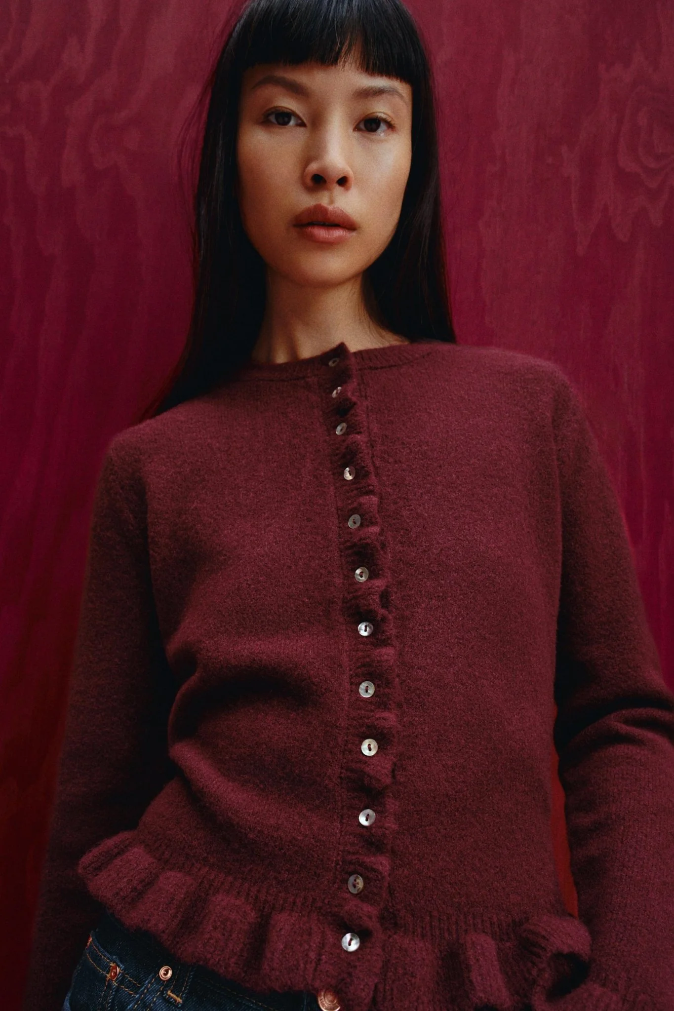 BINKY - FRILL WOOL CARDIGAN