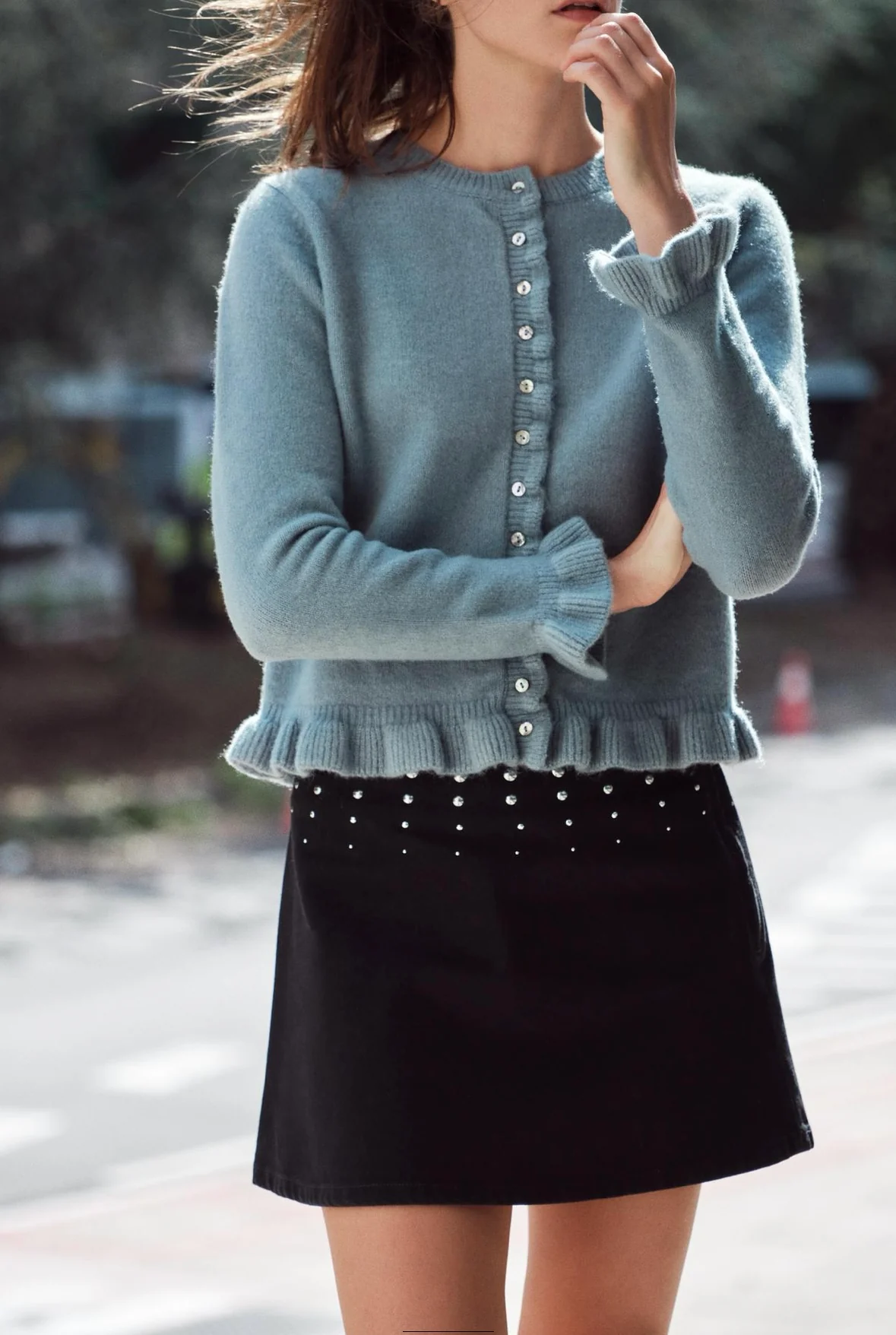 BINKY - FRILL WOOL CARDIGAN