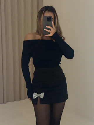 CARRIE - CRYSTAL EMBELLISHED BOW SKIRT - Image 4