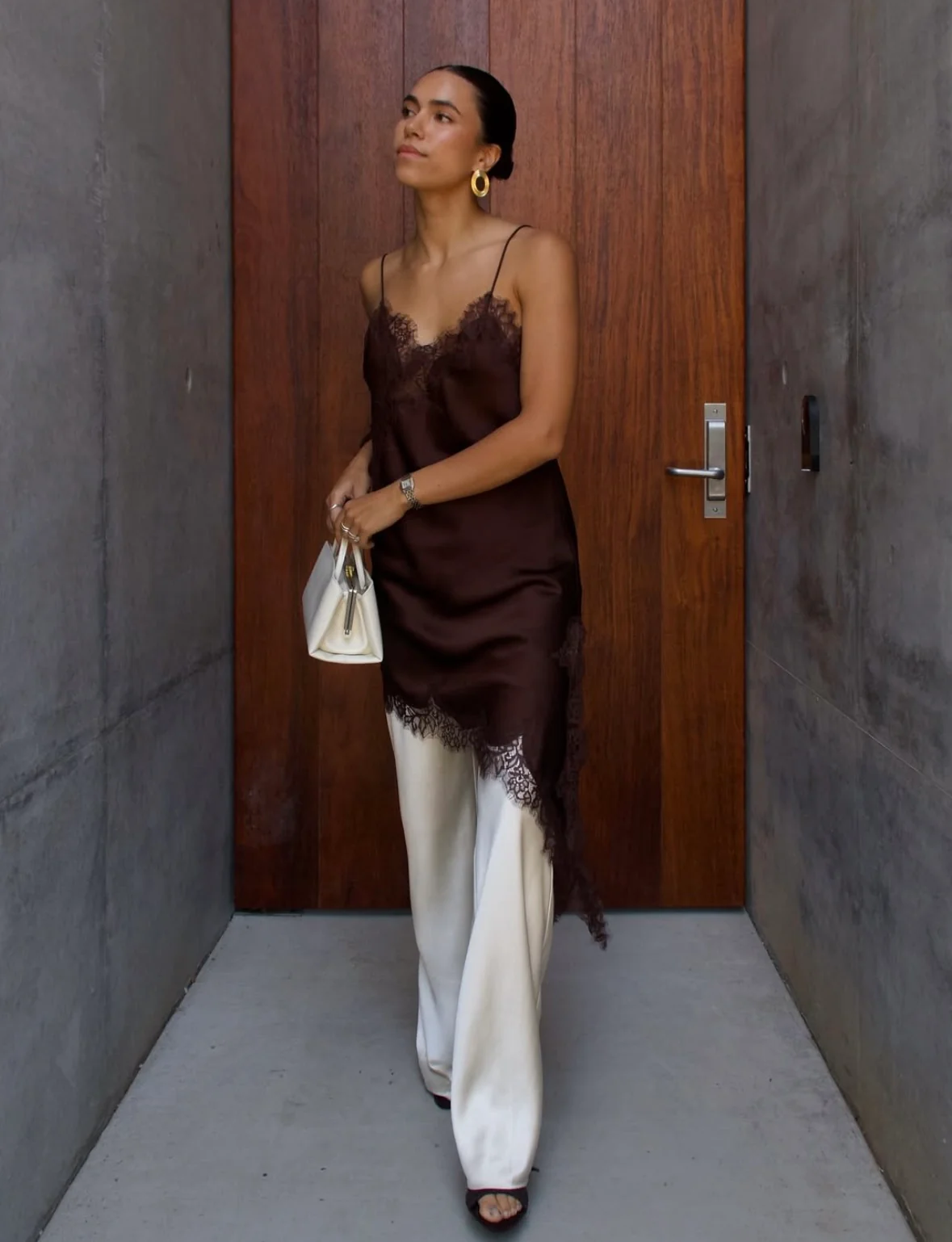 ANA - SATIN LACED HEM TOP - Image 2