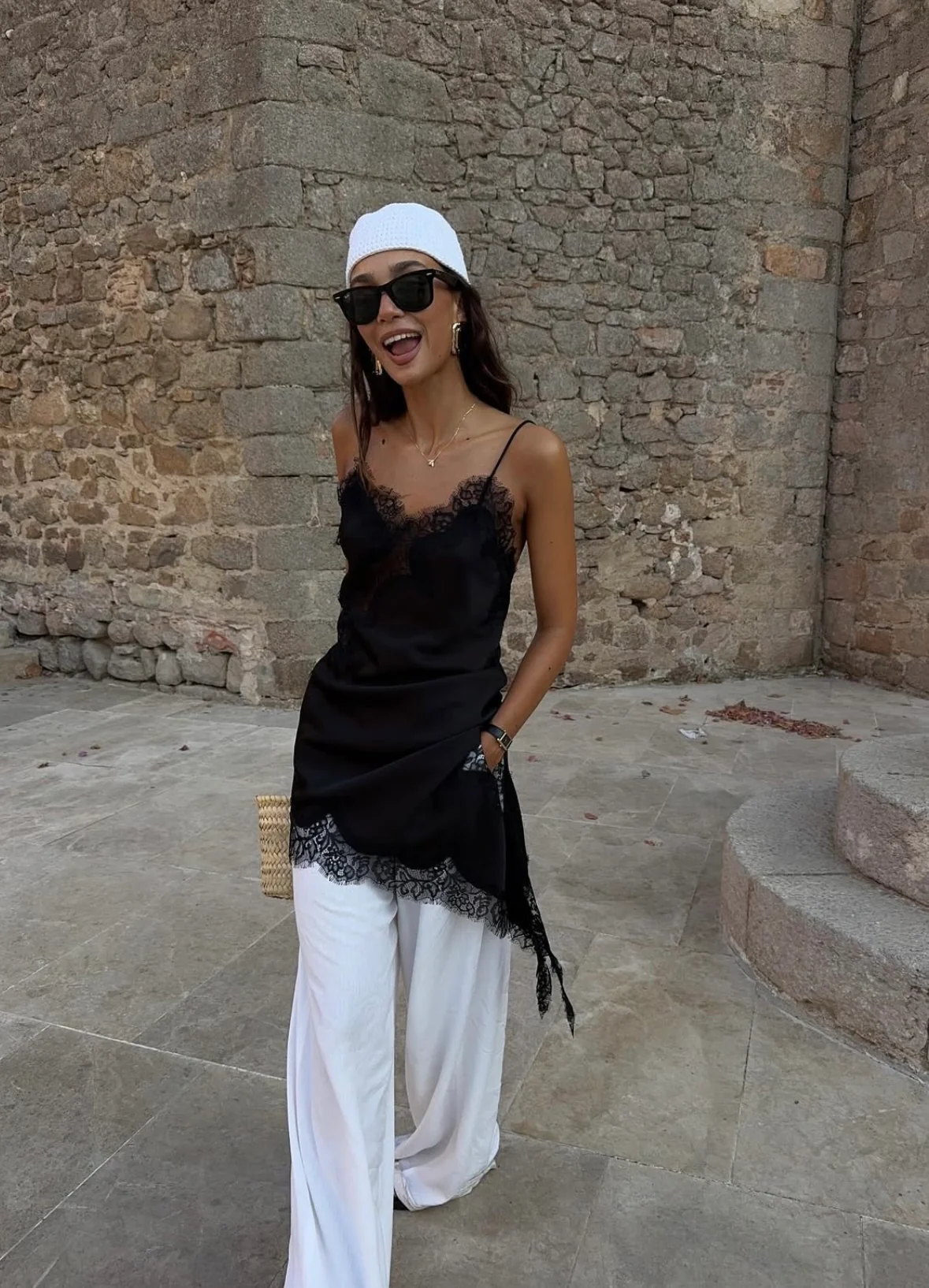 ANA - SATIN LACED HEM TOP - Image 3