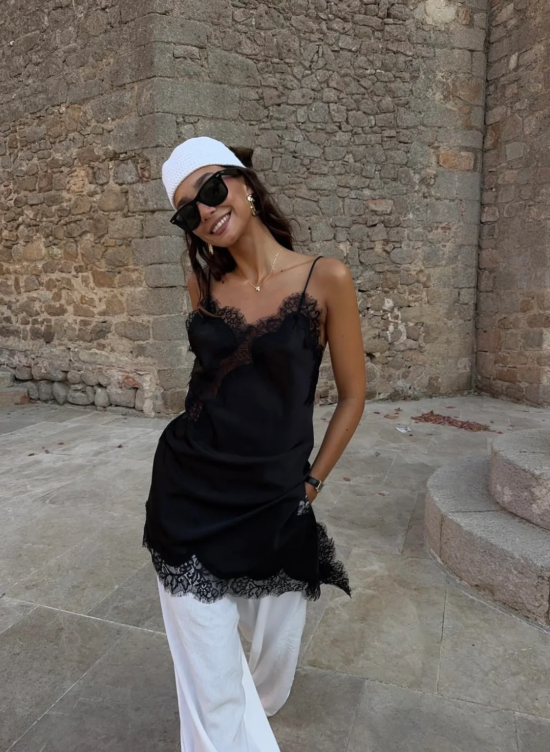 ANA - SATIN LACED HEM TOP - Image 4