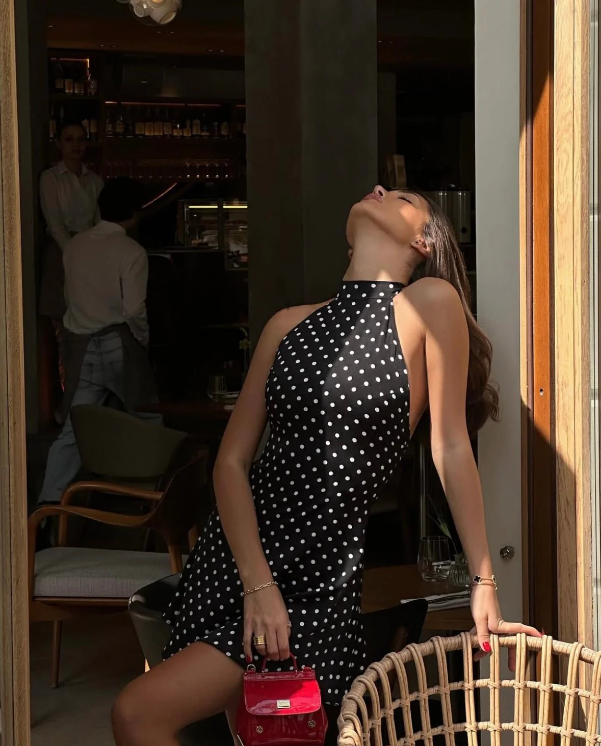 DOTTY - POLKA DOT HALTERNECK MINI DRESS