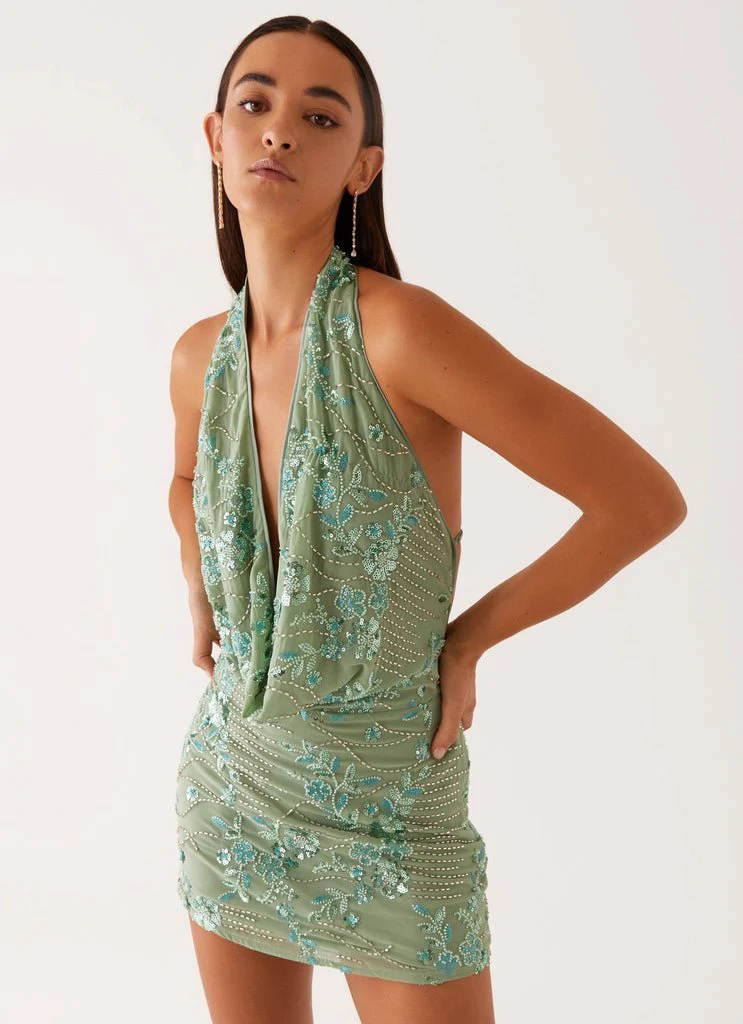 ERIN - EMBELLISHED COWL NECK DRESS - Image 2