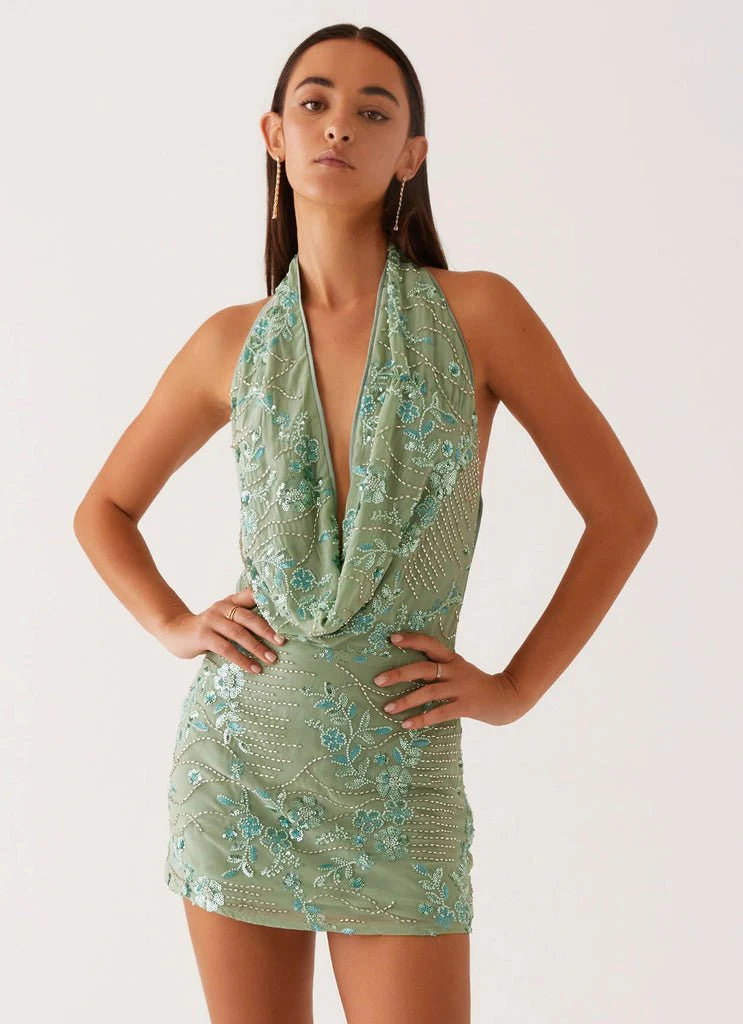ERIN - EMBELLISHED COWL NECK DRESS - Image 5