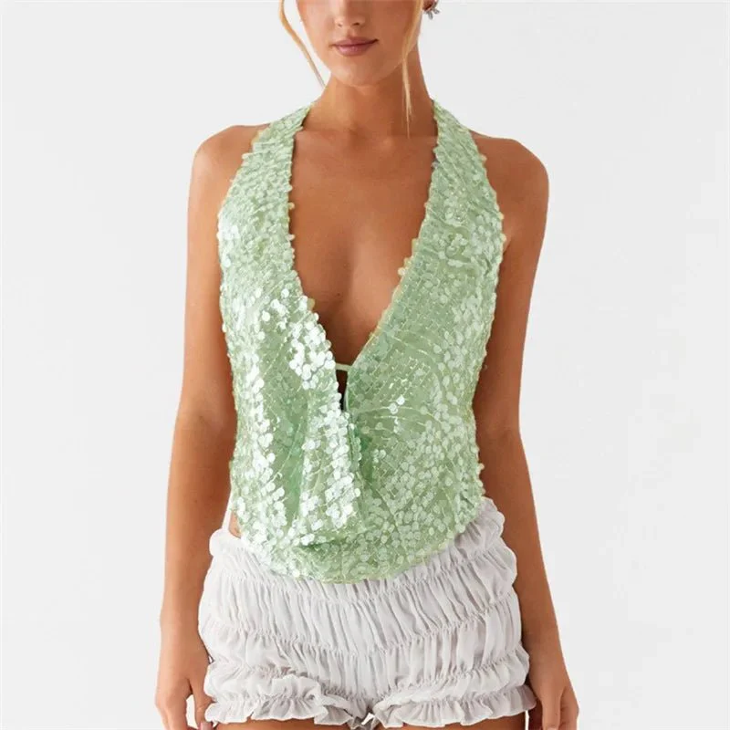 FRANKIE - SEQUIN COWL NECK TOP