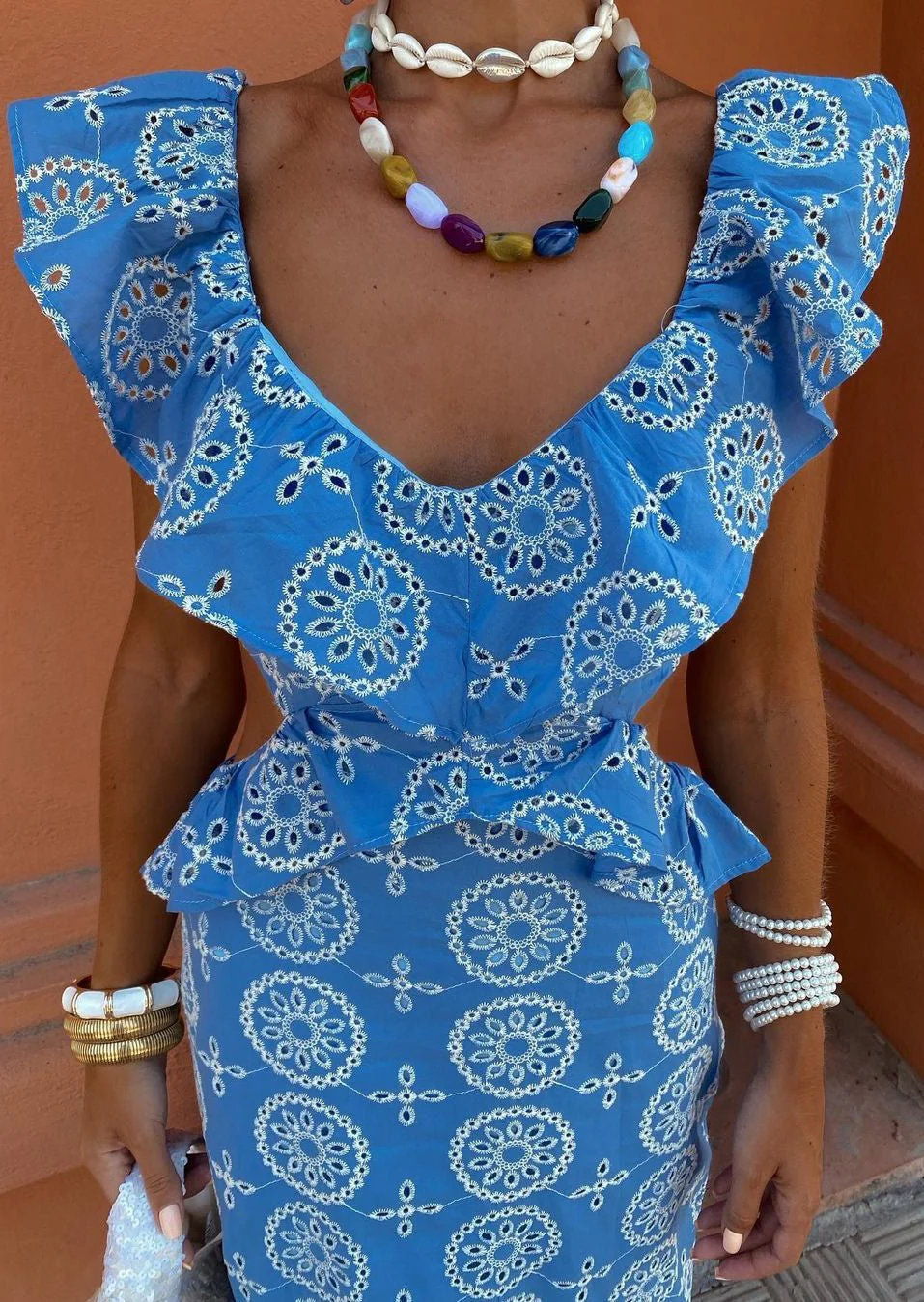 GIANNA - EMBROIDERED RUFFLE MAXI DRESS - Image 2