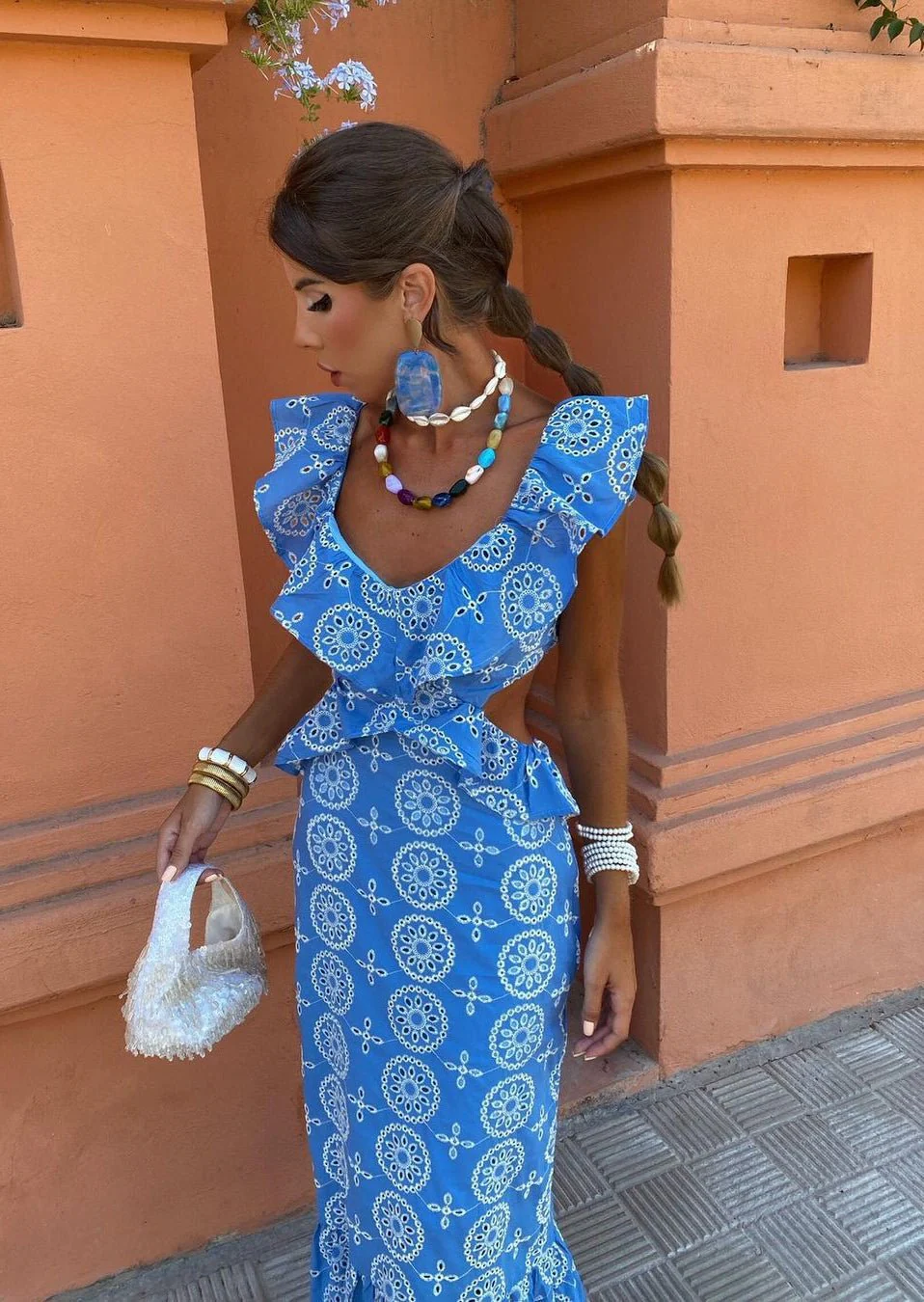 GIANNA - EMBROIDERED RUFFLE MAXI DRESS - Image 3
