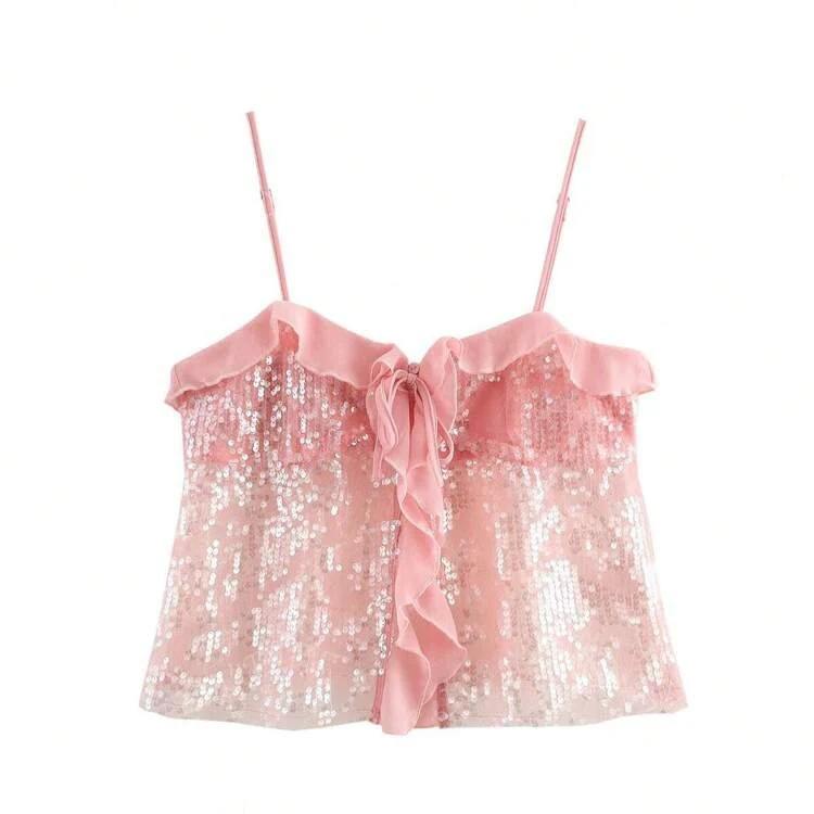GIGI - RUFFLE SEQUIN TOP