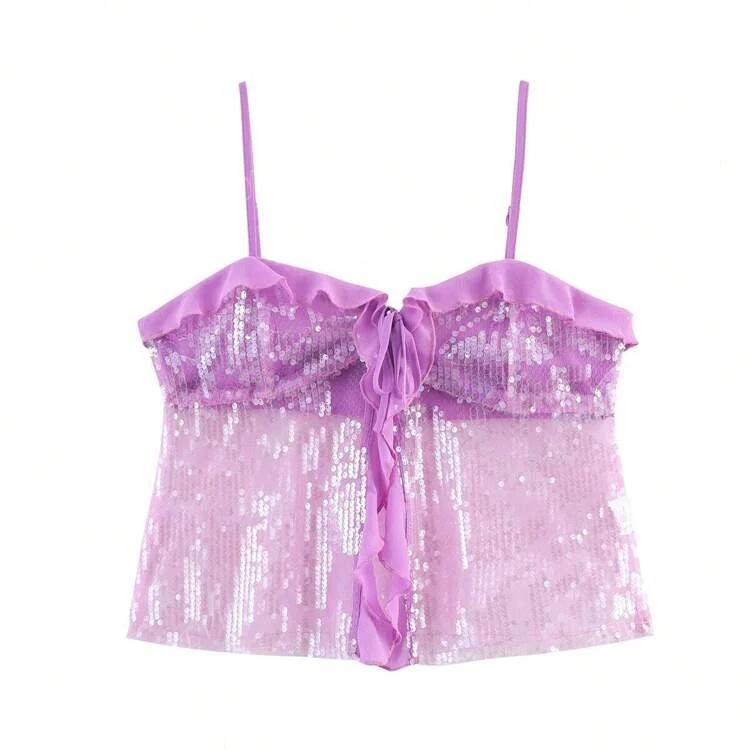 GIGI - RUFFLE SEQUIN TOP