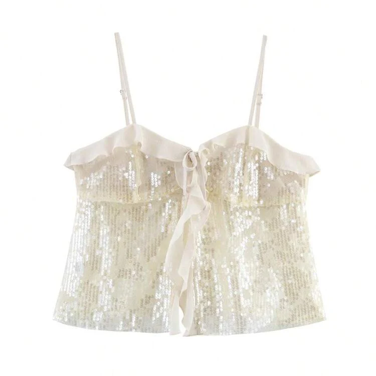 GIGI - RUFFLE SEQUIN TOP