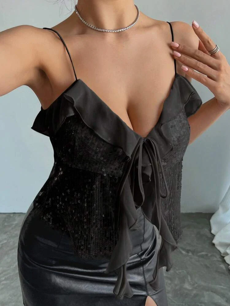 GIGI - RUFFLE SEQUIN TOP