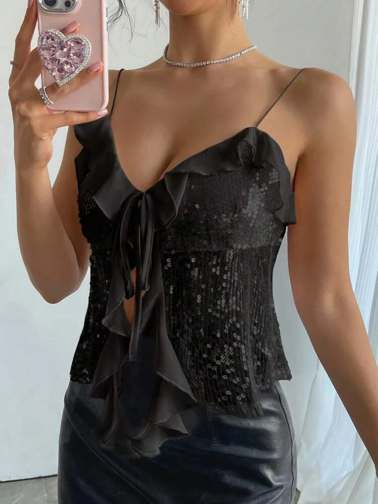 GIGI - RUFFLE SEQUIN TOP - Image 3