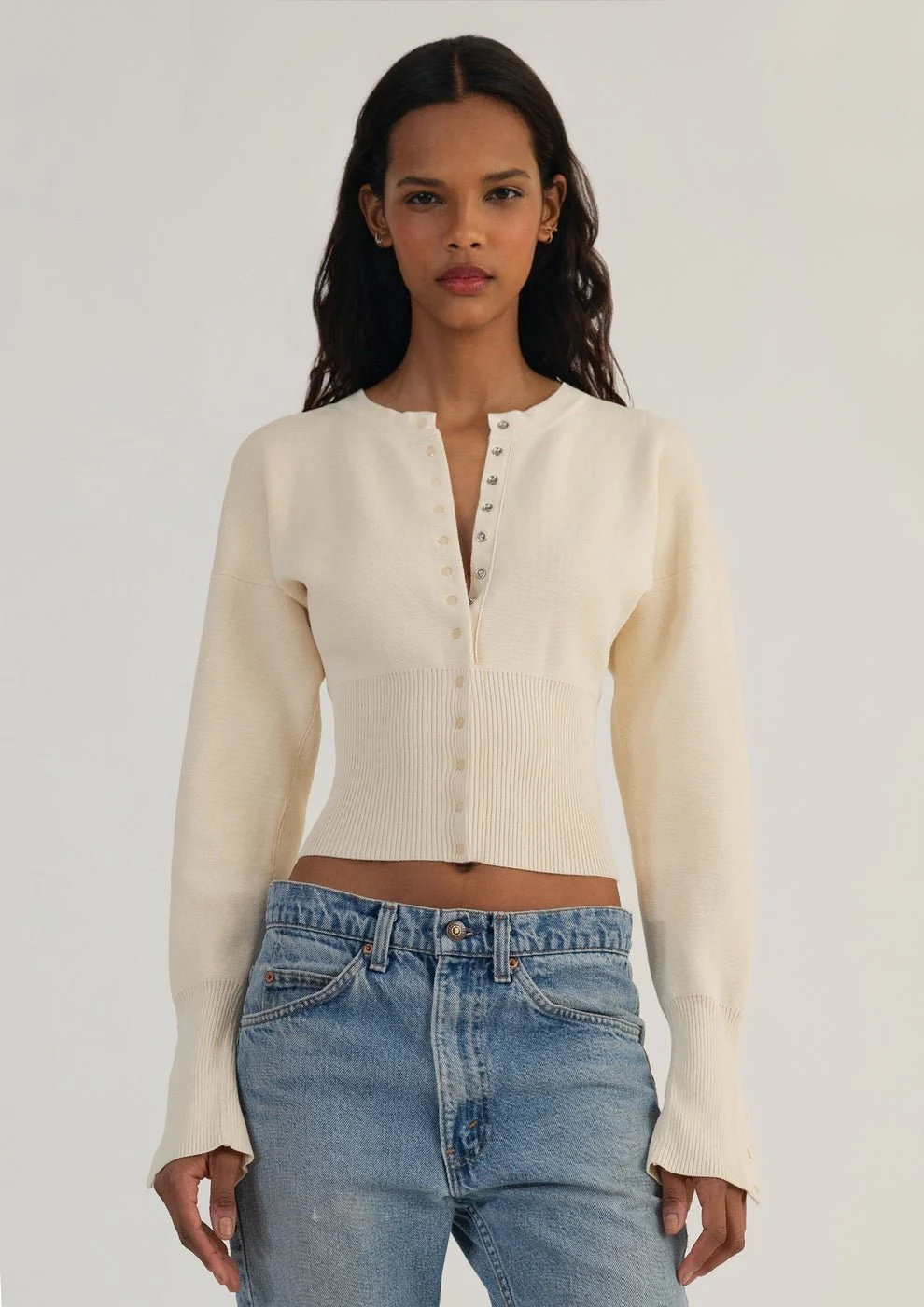 GINA - RIBBED BUTTON CARDIGAN - Image 2