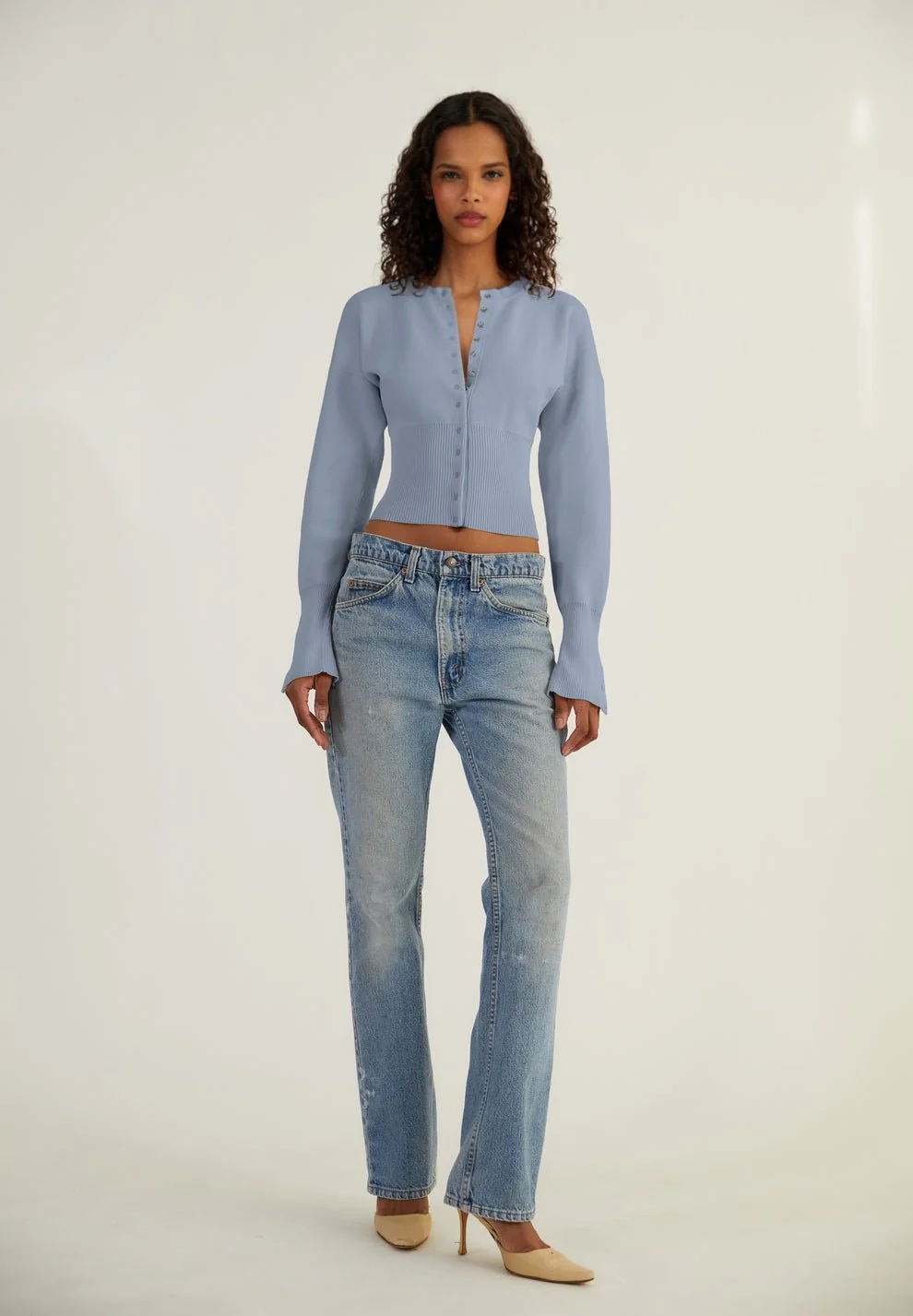 GINA - RIBBED BUTTON CARDIGAN