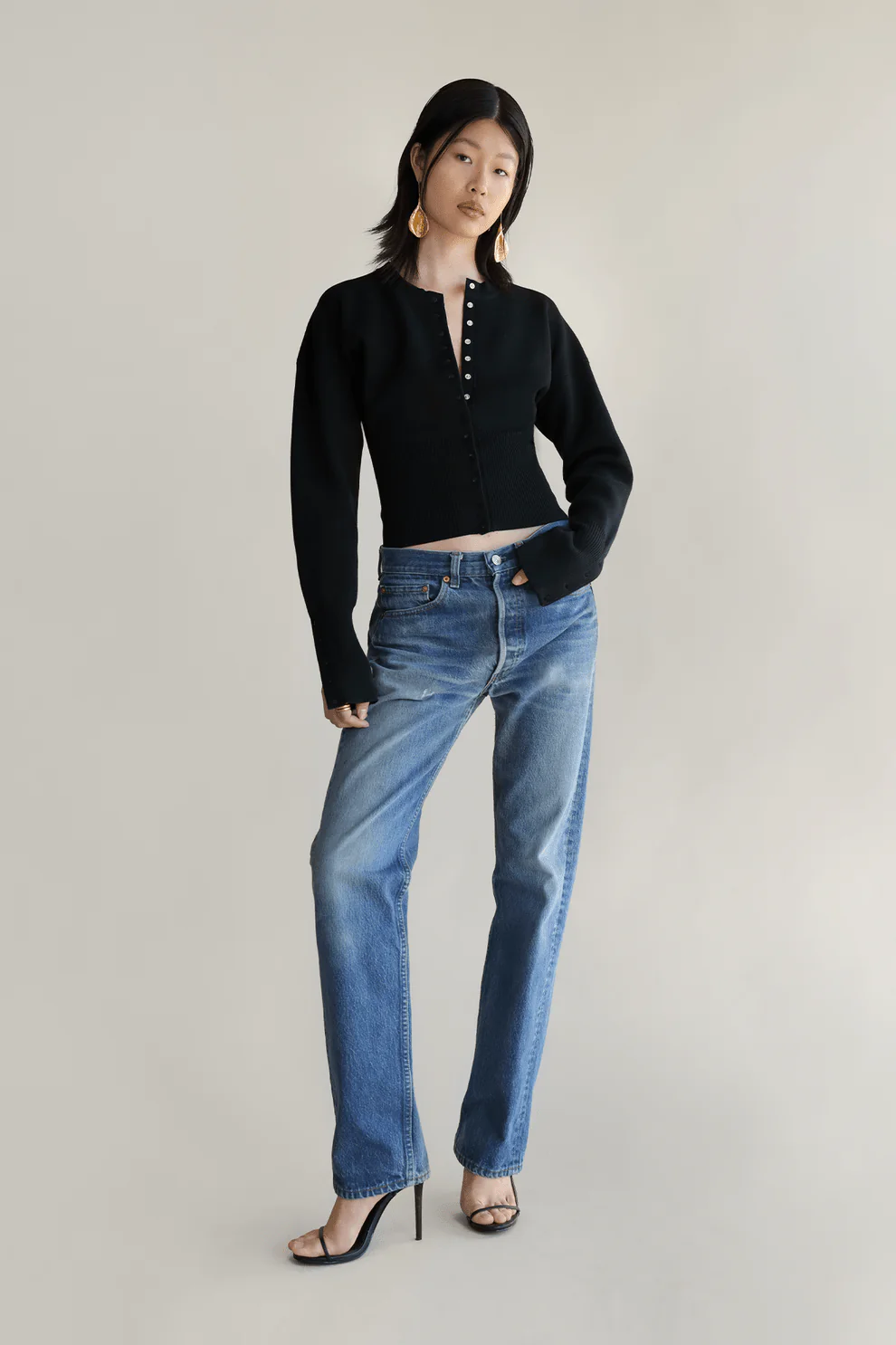 GINA - RIBBED BUTTON CARDIGAN - Image 2