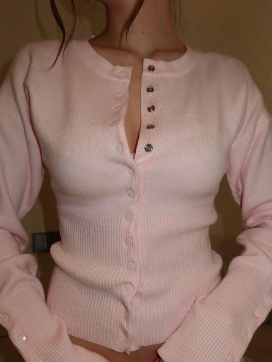 GINA - RIBBED BUTTON CARDIGAN - Image 2