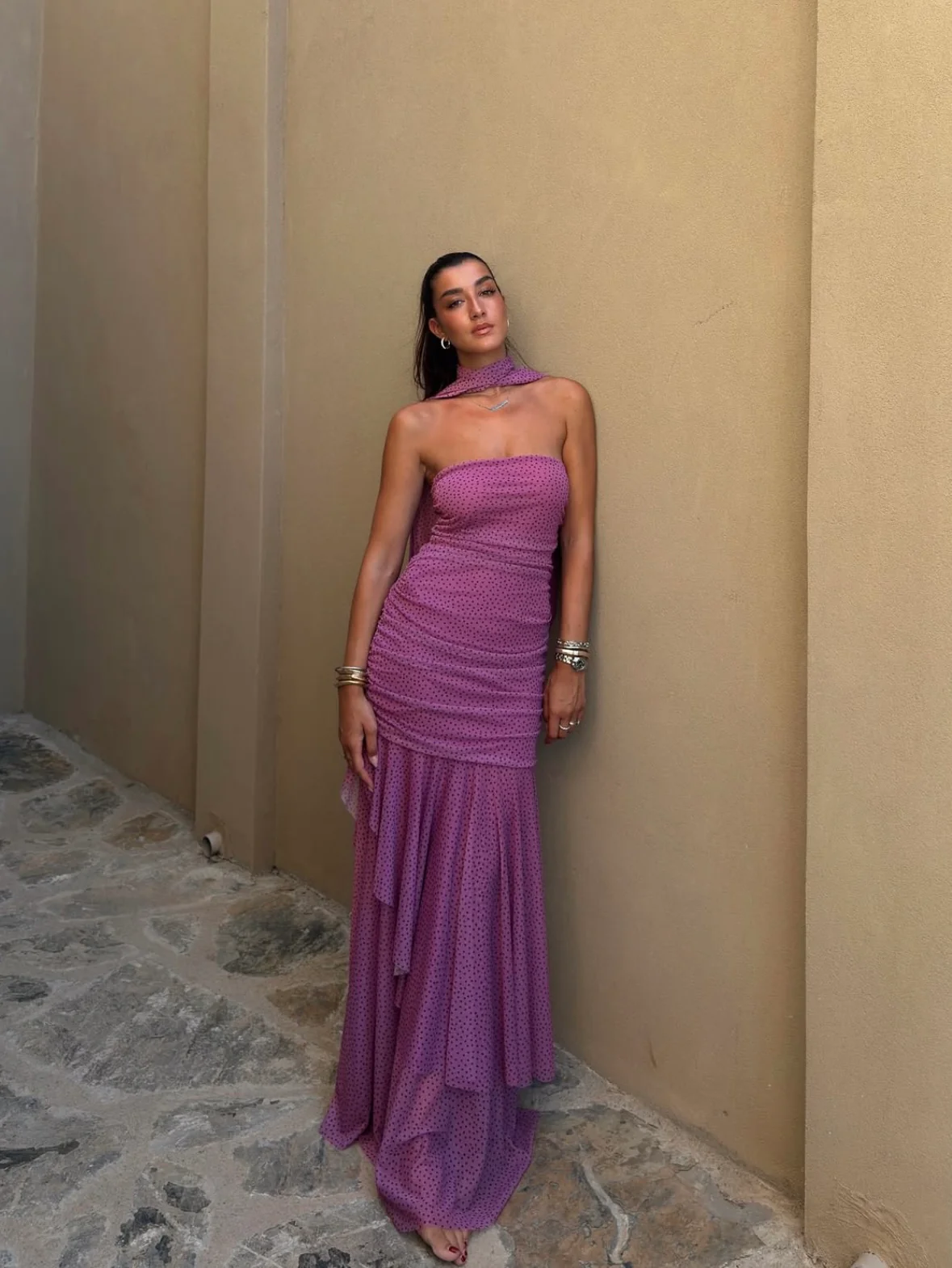 JOLIE - POLKA DOT BANDEAU DRESS