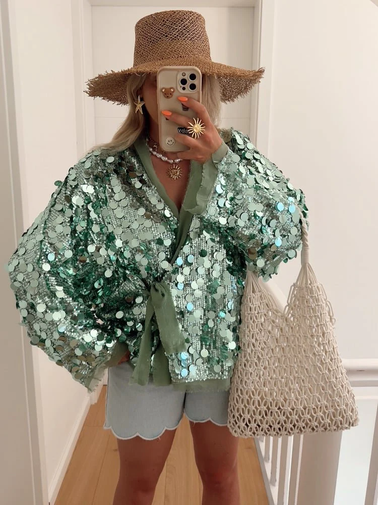 LUNA - SEQUIN WRAP TOP