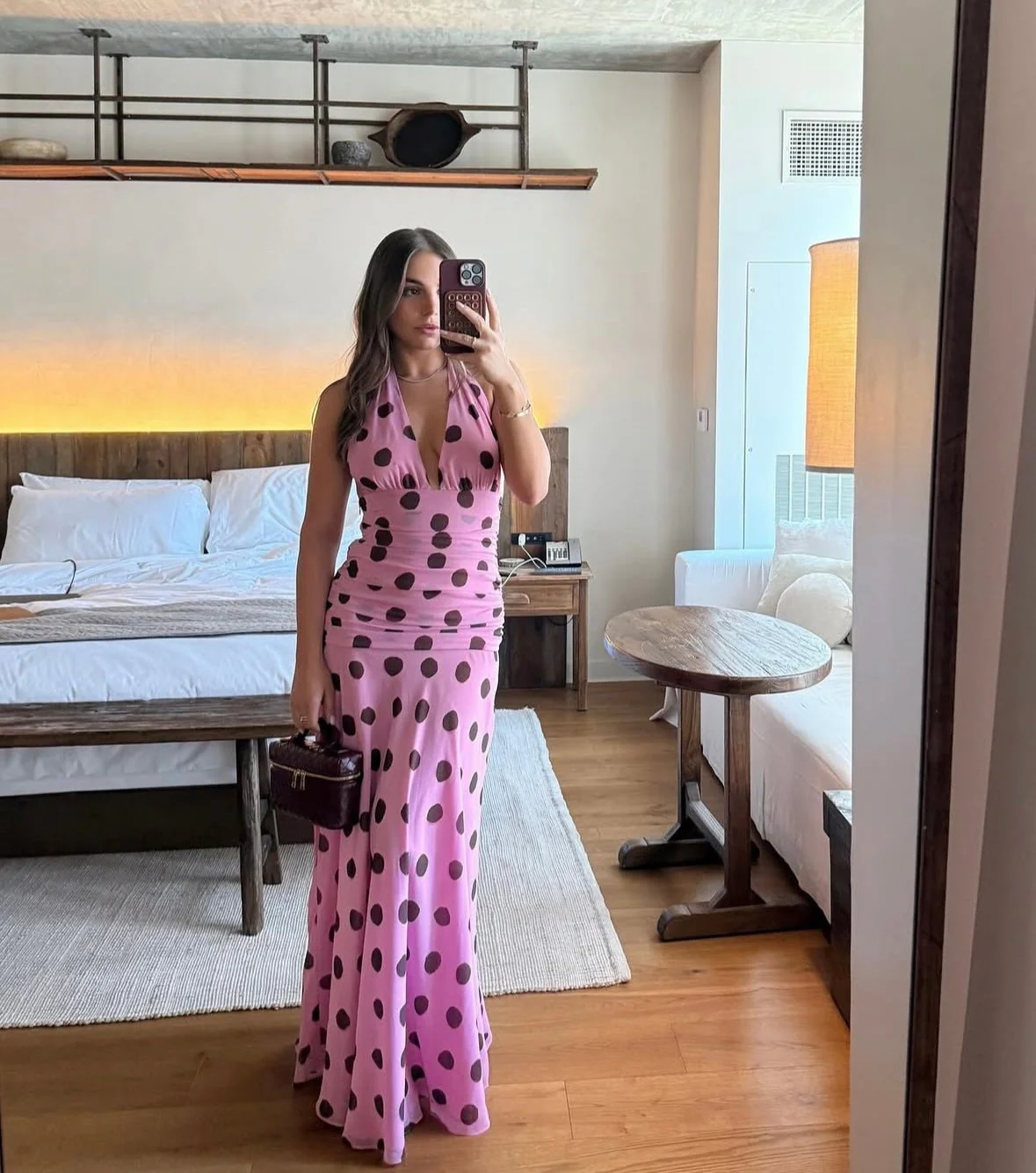 MARGOT - POLKA DOT HALTERNECK MAXI DRESS - Image 3