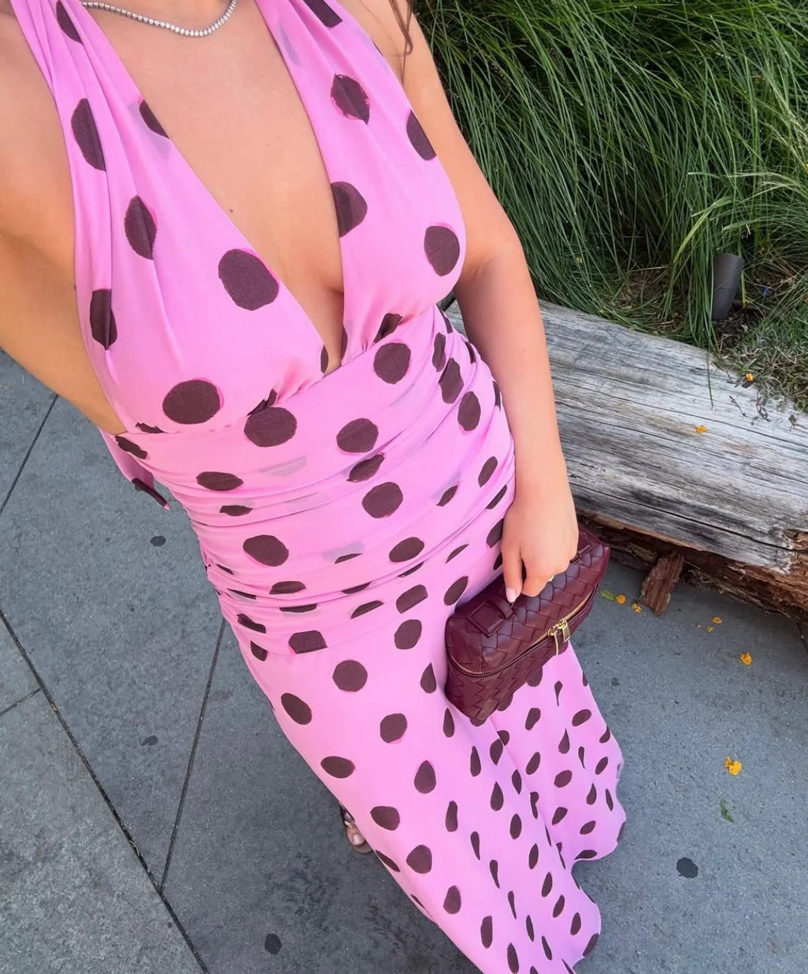 MARGOT - POLKA DOT HALTERNECK MAXI DRESS - Image 4