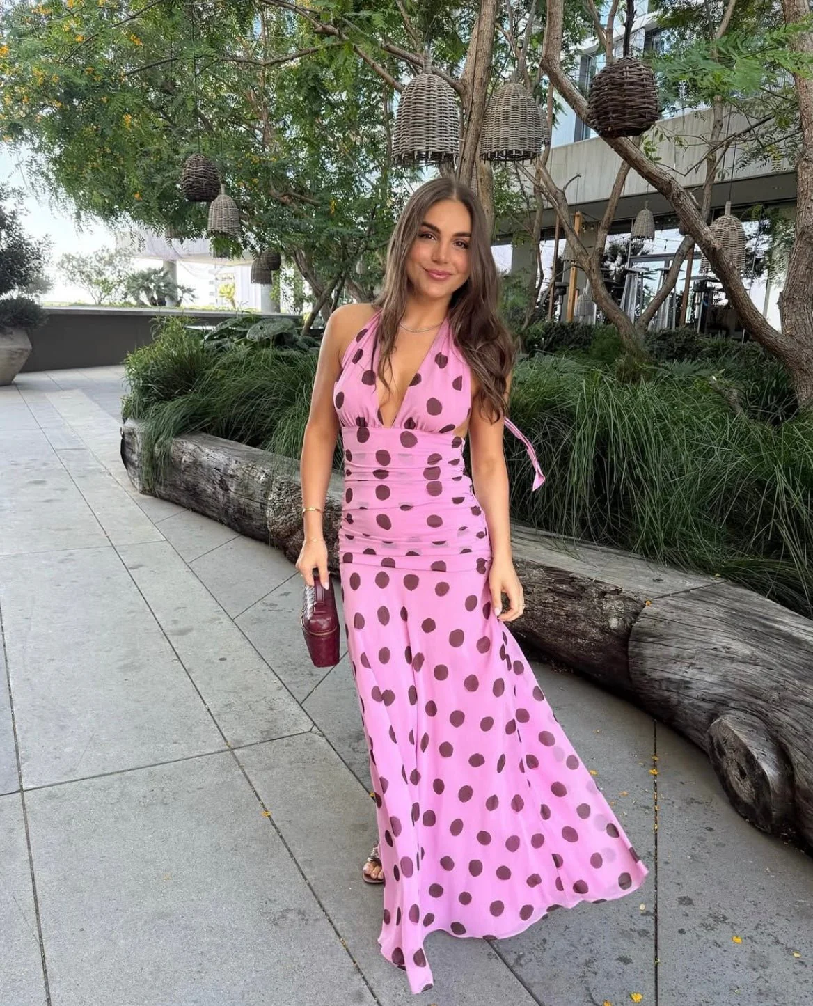 MARGOT - POLKA DOT HALTERNECK MAXI DRESS - Image 6