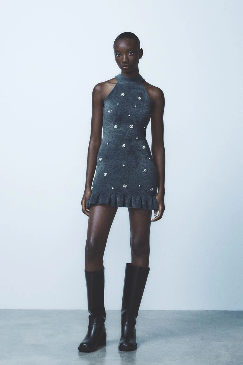 MATILDA - EMBELLISHED PLUSH MINI DRESS - Image 3