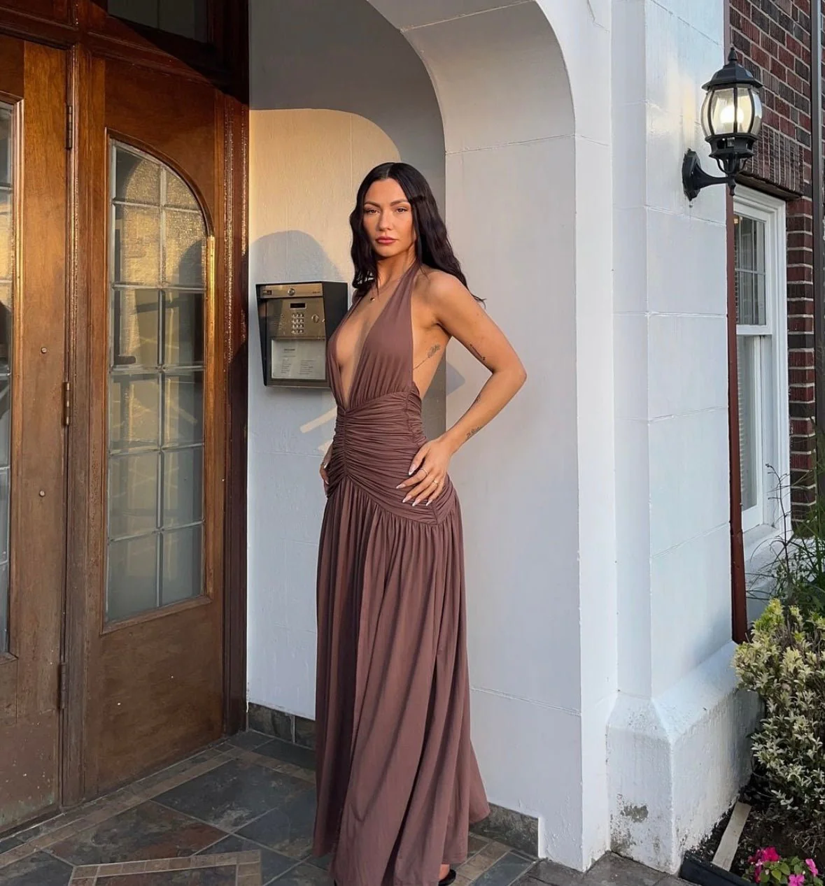 MONROE - PLUNGE NECK MAXI DRESS - Image 5