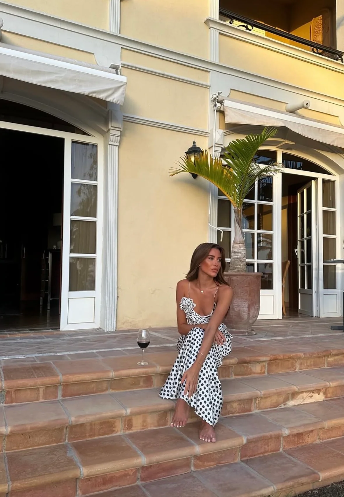 PIPPA - POLKA DOT SATIN MAXI DRESS - Image 2