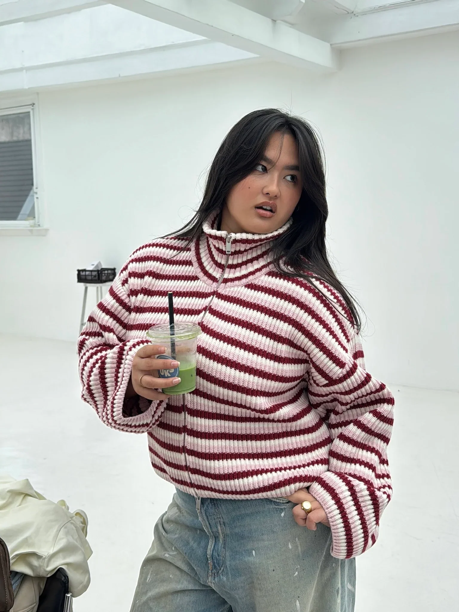 SADIE - STRIPED ZIPPER CARDIGAN - Image 5