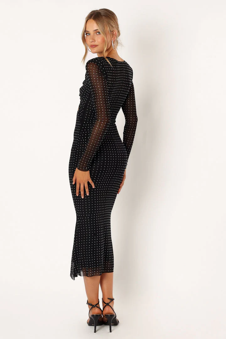 VIVIENNE - EMBELLISHED TIE FRONT MIDI DRESS - Image 3